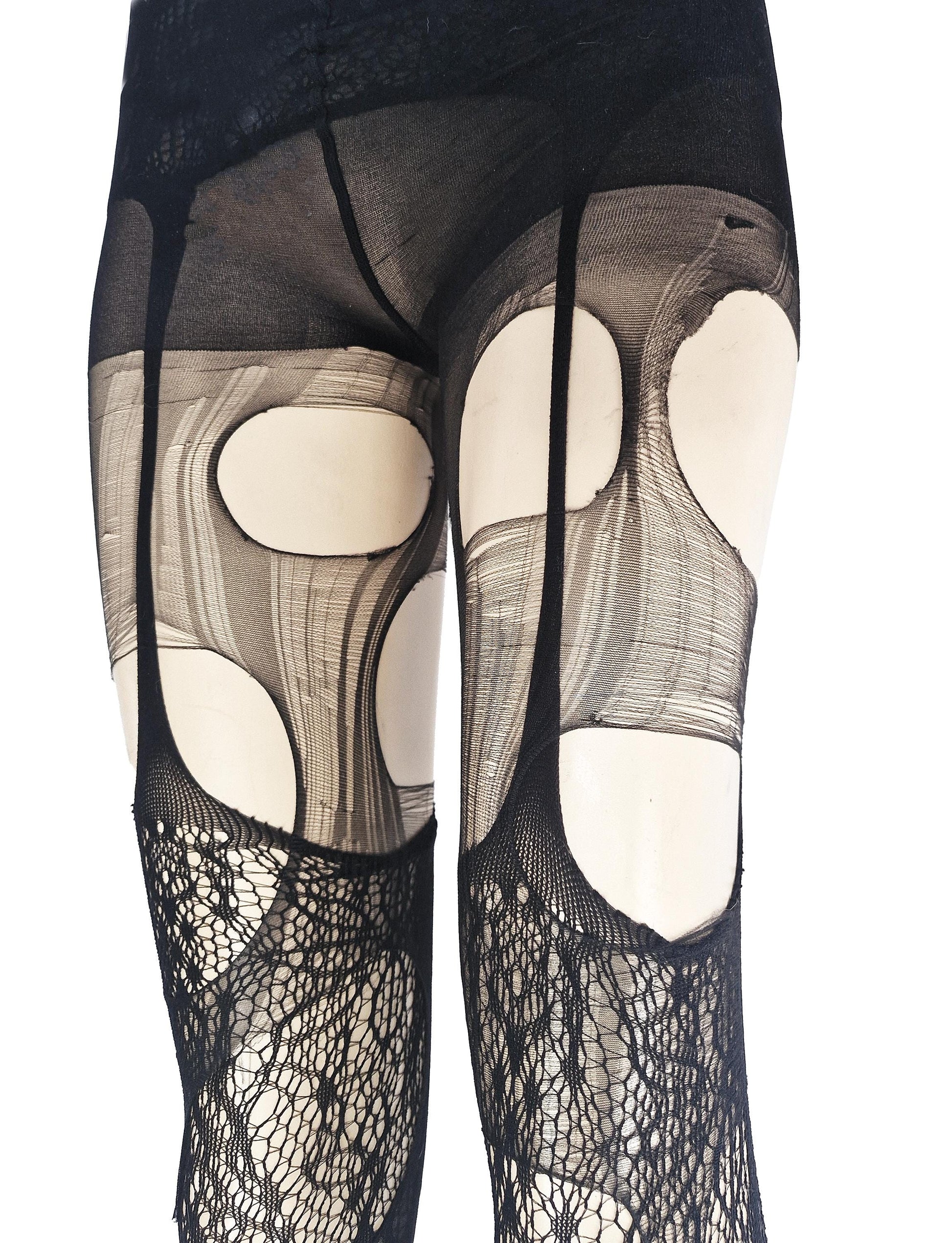 Brown Lace Garter Tights Fairycore Fishnet Tights Earth Witch Festival Leggings Dark Boho Woodland Goth Alternative Fashion
