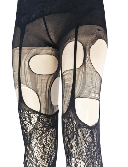 Brown Lace Garter Tights Fairycore Fishnet Tights Earth Witch Festival Leggings Dark Boho Woodland Goth Alternative Fashion