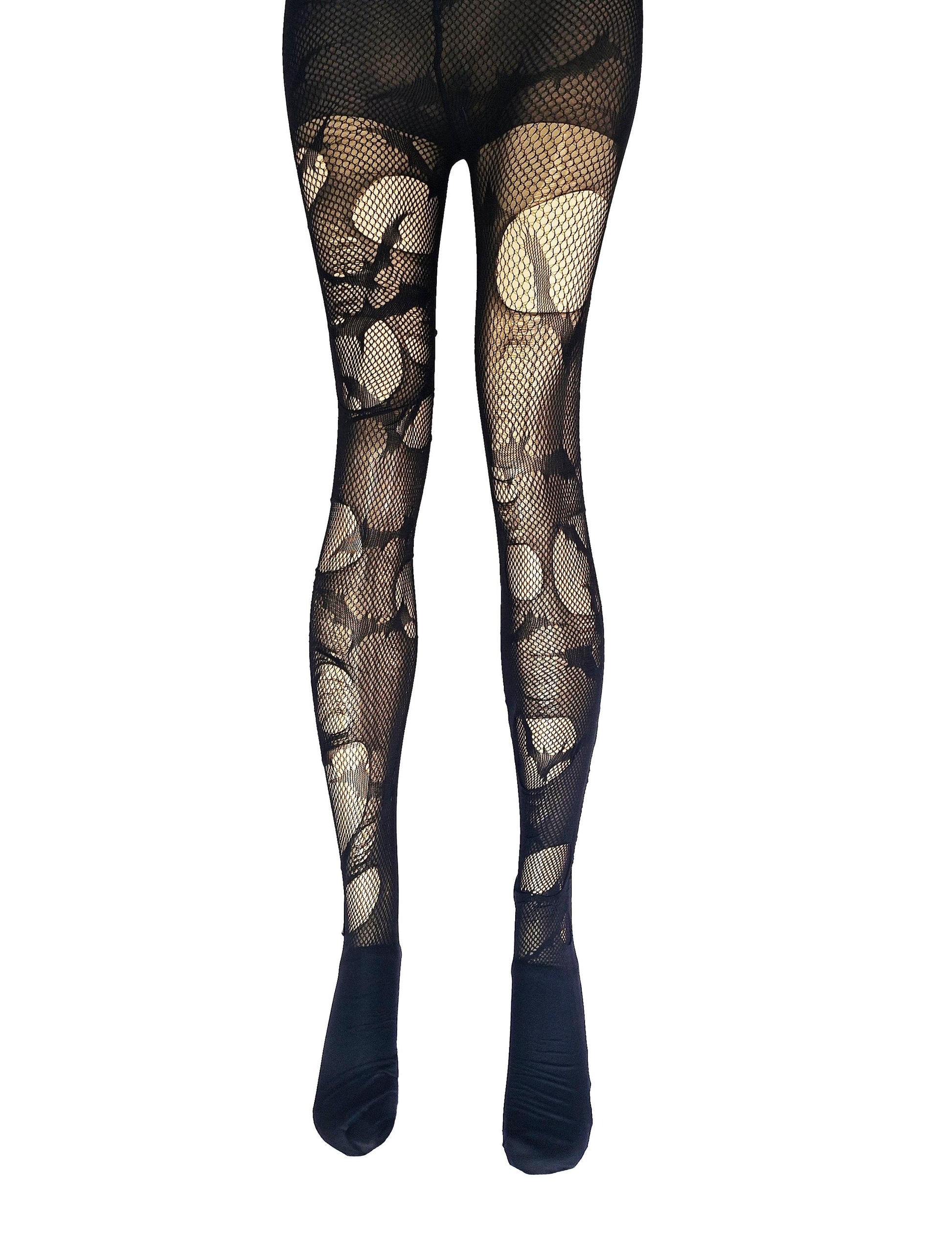 Bat print torn tights ripped tights witchy leggings | goth tights gothic tights fishnet tights fishnet stockings | distressed tights