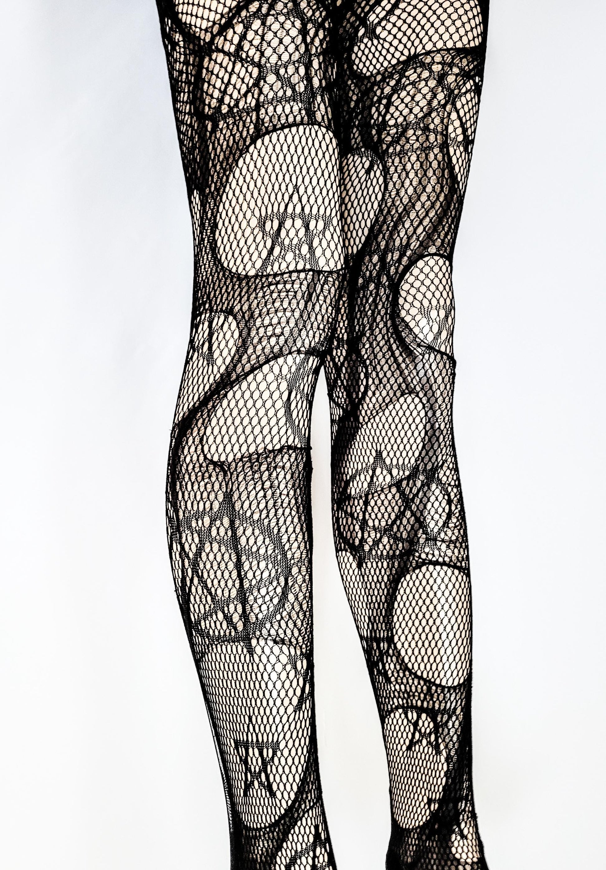 Bat print torn tights ripped tights witchy leggings | goth tights gothic tights fishnet tights fishnet stockings | distressed tights