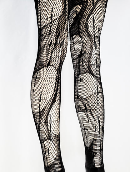 Bat print torn tights ripped tights witchy leggings | goth tights gothic tights fishnet tights fishnet stockings | distressed tights