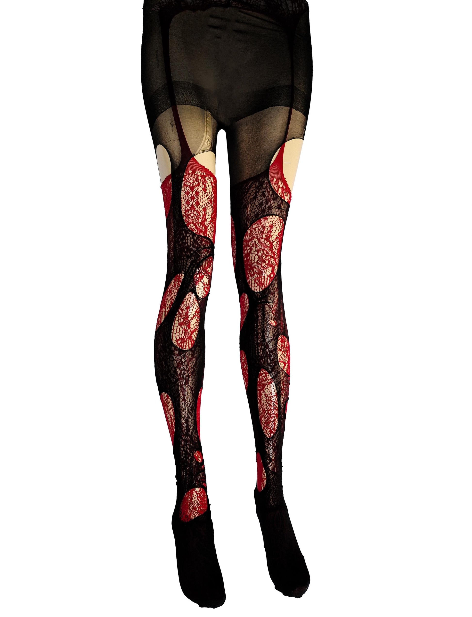 Brown Lace Garter Tights Fairycore Fishnet Tights Earth Witch Festival Leggings Dark Boho Woodland Goth Alternative Fashion