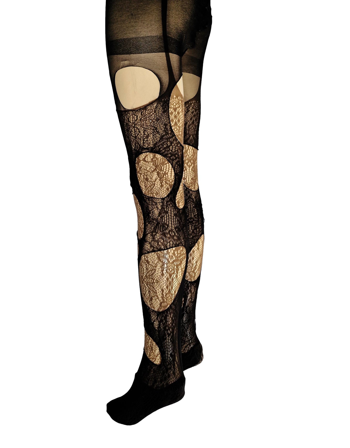Brown Lace Garter Tights Fairycore Fishnet Tights Earth Witch Festival Leggings Dark Boho Woodland Goth Alternative Fashion
