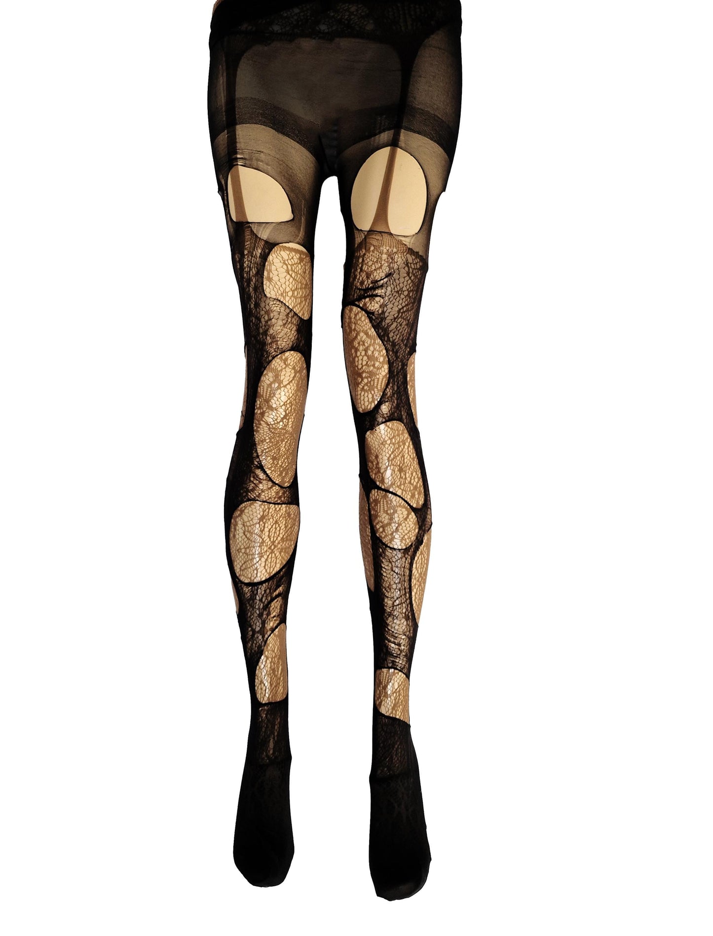 Black Lace Garter Tights Gothic Floral Fishnet Tights Dark Romantic Leggings Witchy Alternative Victorian Goth Stockings