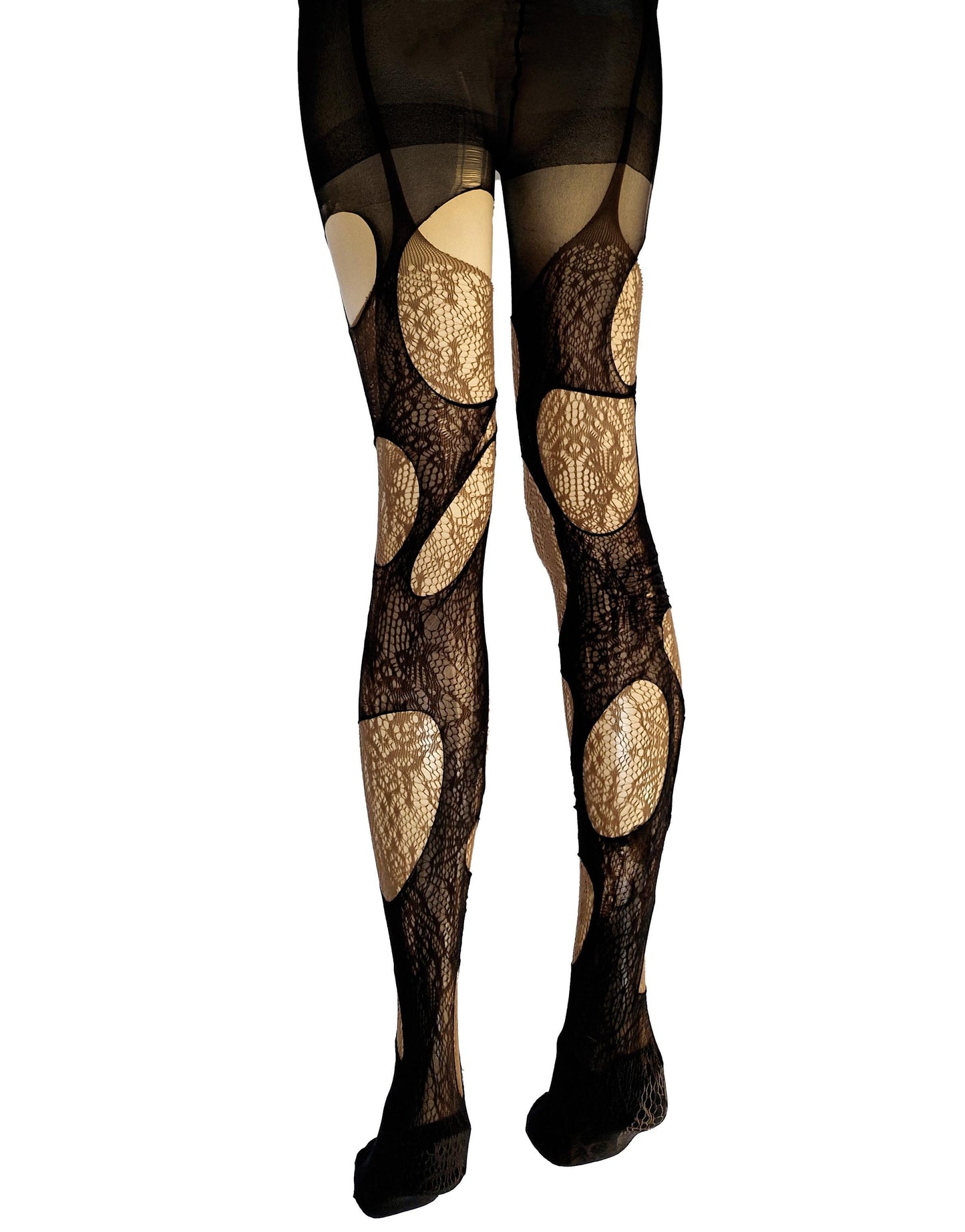 Brown Lace Garter Tights Fairycore Fishnet Tights Earth Witch Festival Leggings Dark Boho Woodland Goth Alternative Fashion