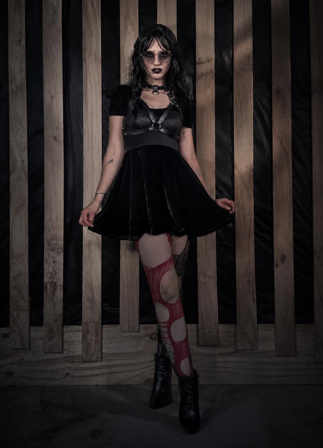 Blood Red Black Fishnet Tights Gothic Vampire Tights Distressed Alternative Halloween Tights Dark Witch Leggings Grunge Stockings