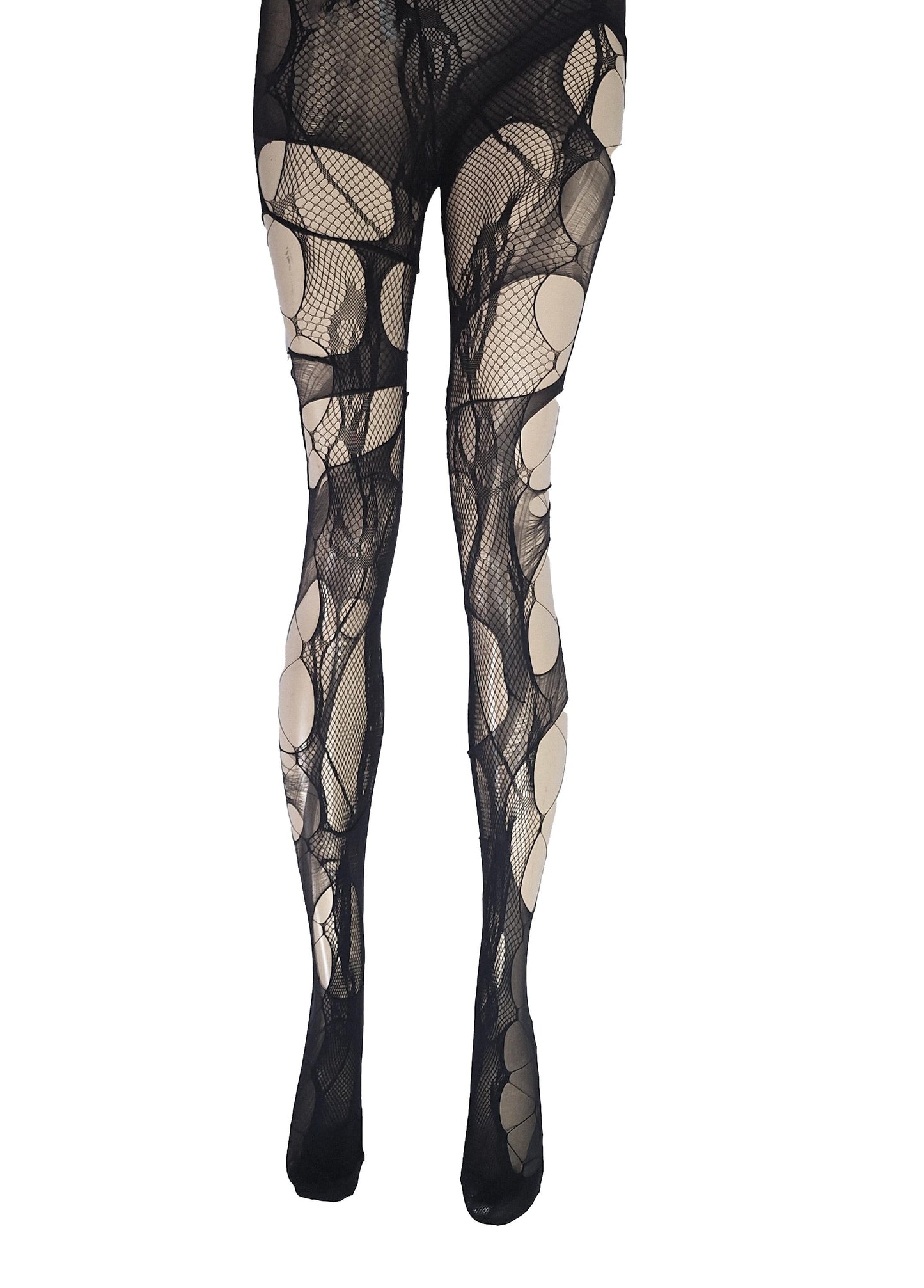Black Lace Tights Torn Fishnet Tights Floral tights Romantic Goth Leggings Witchy Alternative Distressed Dark Feminine Stockings
