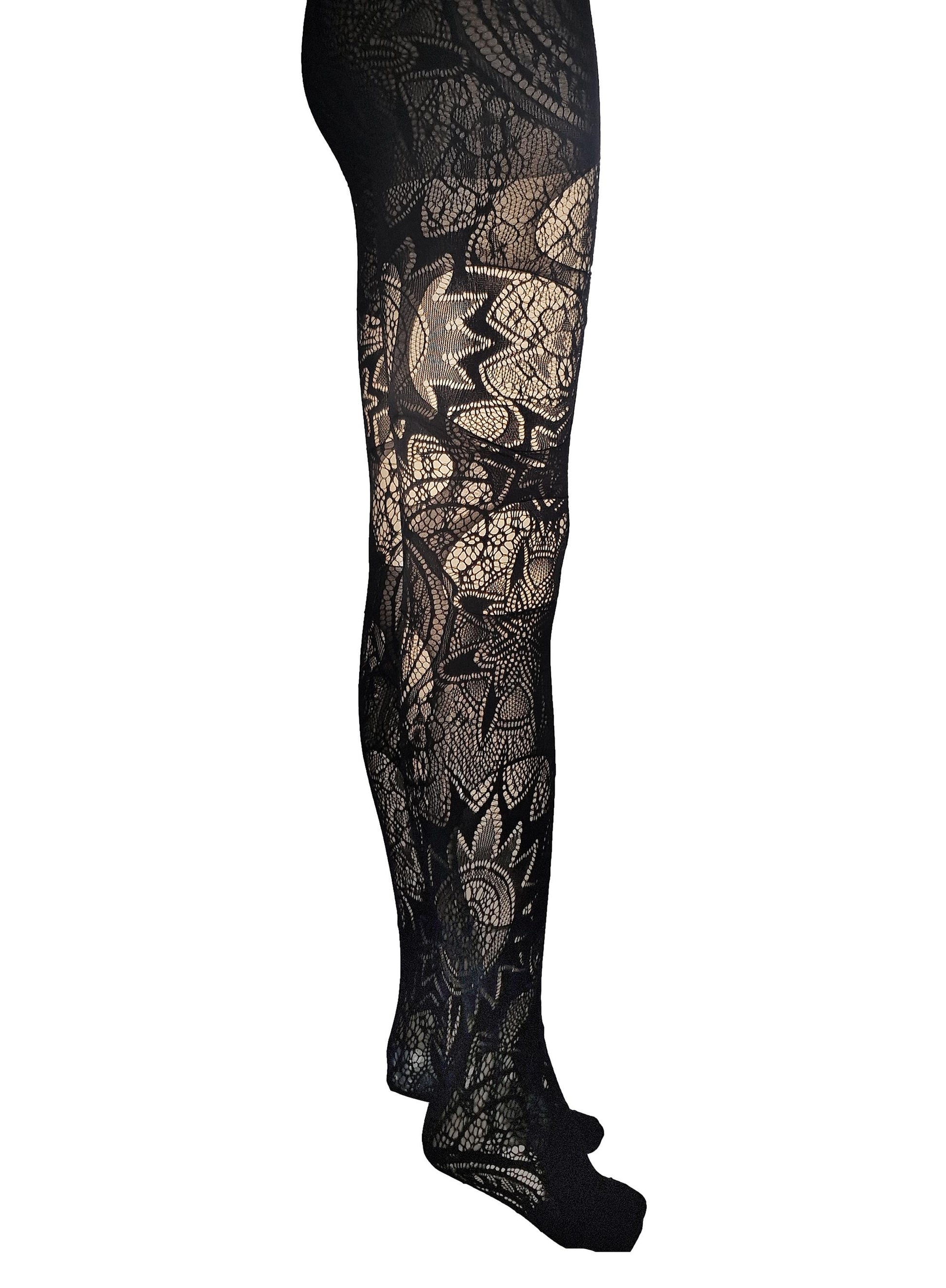 Mandala Fishnet Tights Witchy Lace Leggings Sacred Geometry Festival Tights Dark Boho Goth Alternative Clothing