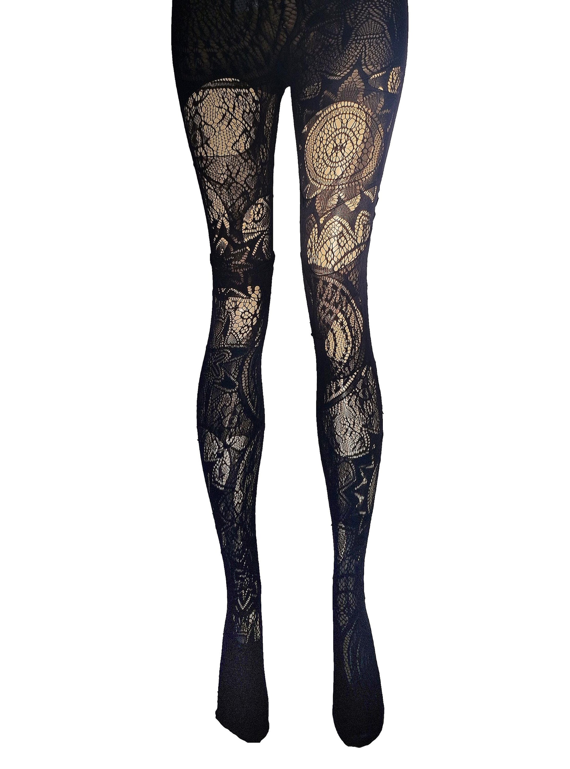 Mandala Fishnet Tights Witchy Lace Leggings Sacred Geometry Festival Tights Dark Boho Goth Alternative Clothing