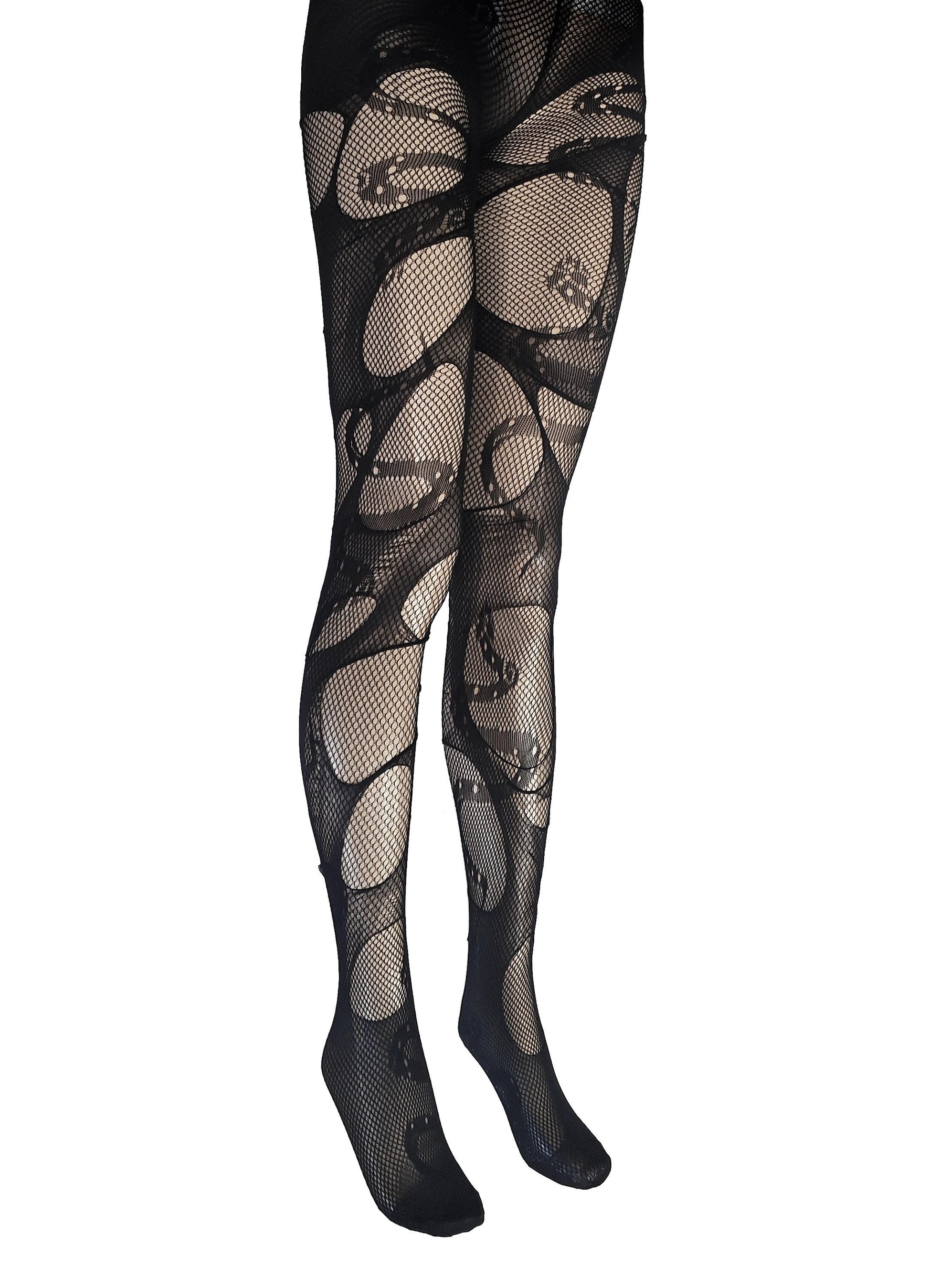 Black Snake Fishnet Tights Serpent Witch Leggings Gothic Occult Tights Dark Alternative Festival Fashion