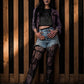 Black Tribal Fishnet Tights Sacred Geometry Witch Leggings Festival Fairycore Dark Bohemian Alternative Fashion
