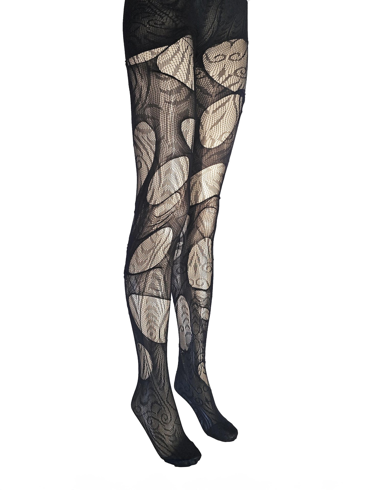 Black Tribal Fishnet Tights Sacred Geometry Witch Leggings Festival Fairycore Dark Bohemian Alternative Fashion