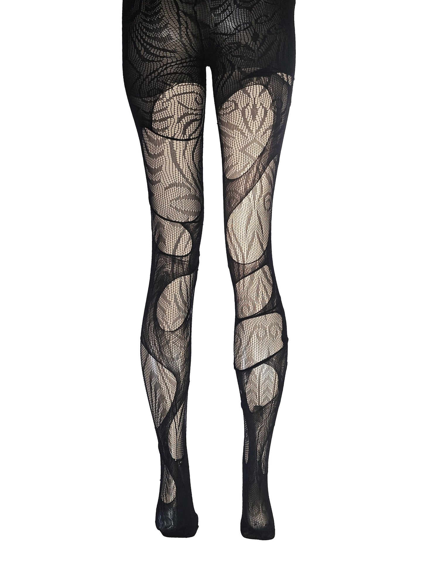 Black Tribal Fishnet Tights Sacred Geometry Witch Leggings Festival Fairycore Dark Bohemian Alternative Fashion