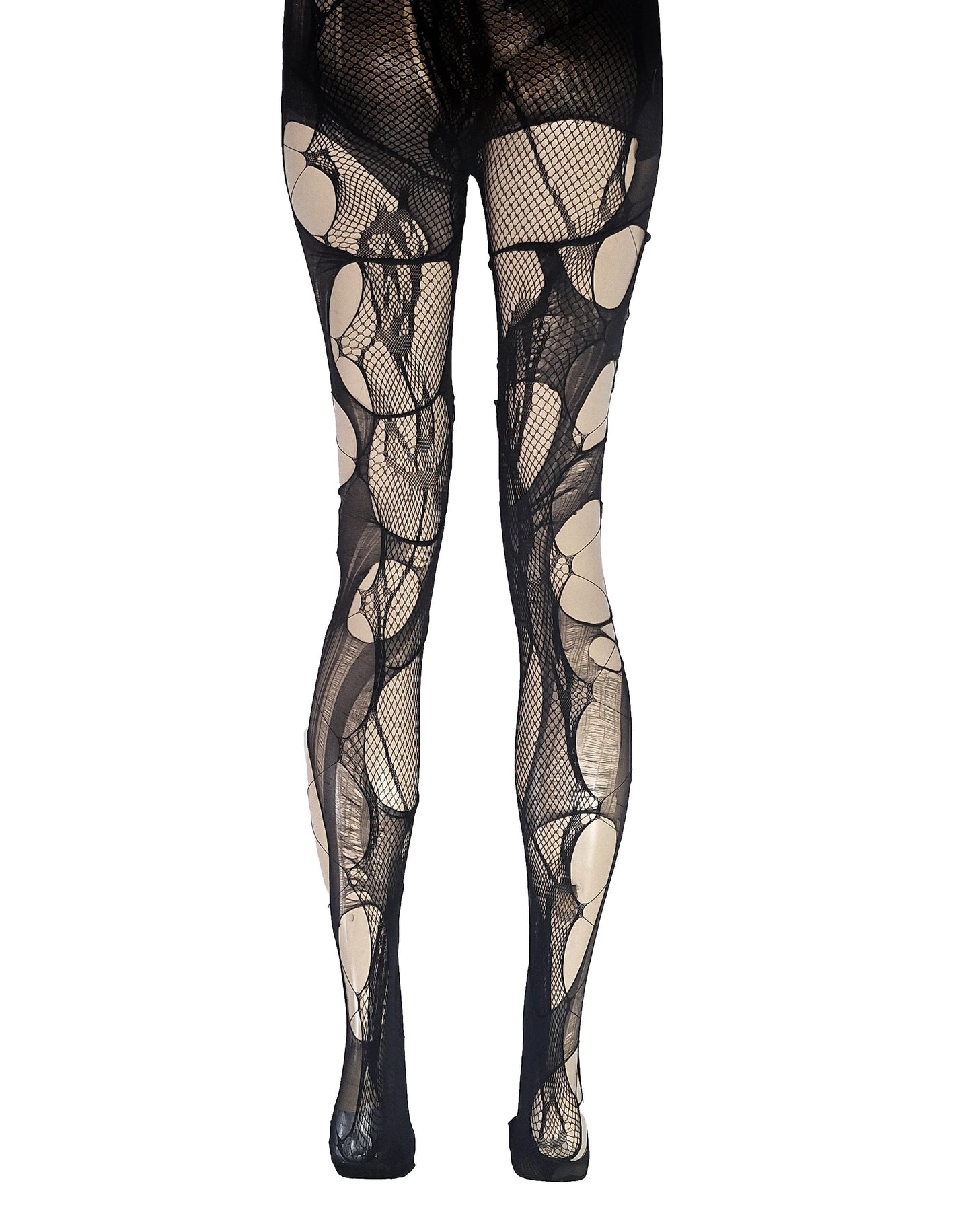 Black Lace Tights Torn Fishnet Tights Floral tights Romantic Goth Leggings Witchy Alternative Distressed Dark Feminine Stockings
