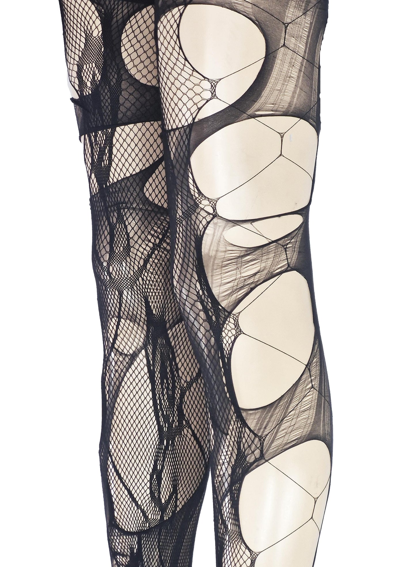 Black Lace Tights Torn Fishnet Tights Floral tights Romantic Goth Leggings Witchy Alternative Distressed Dark Feminine Stockings