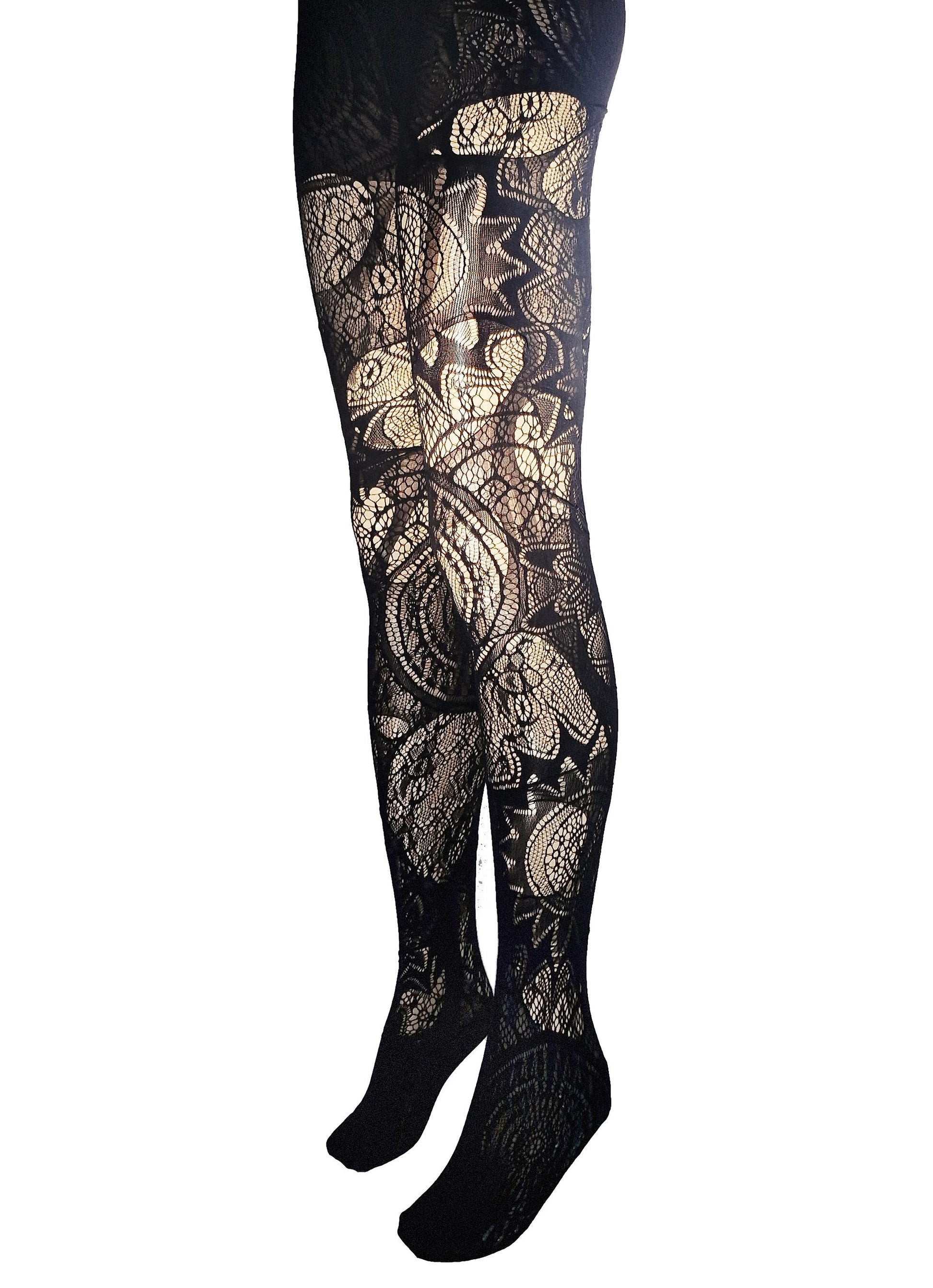 Mandala Fishnet Tights Witchy Lace Leggings Sacred Geometry Festival Tights Dark Boho Goth Alternative Clothing