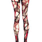 Red Lace Tights Black Ripped Fishnet Tights floral tights Gothic Witchy Leggings Dark Romantic Alternative Distressed Tights
