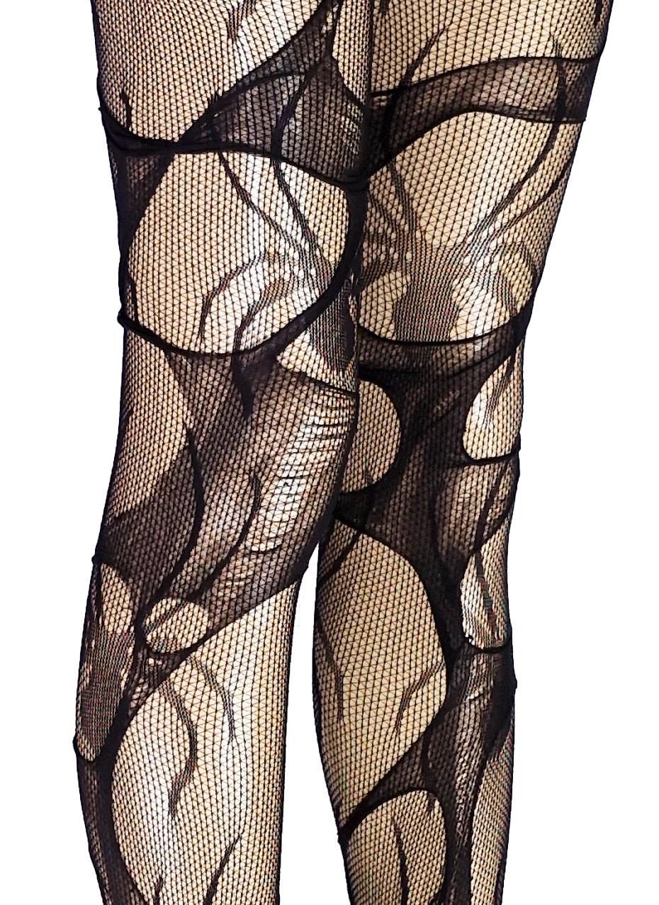Spiderweb Tights Black Ripped Fishnet Tights Witchy Goth Leggings Gothic Rock Alternative Distressed Stockings