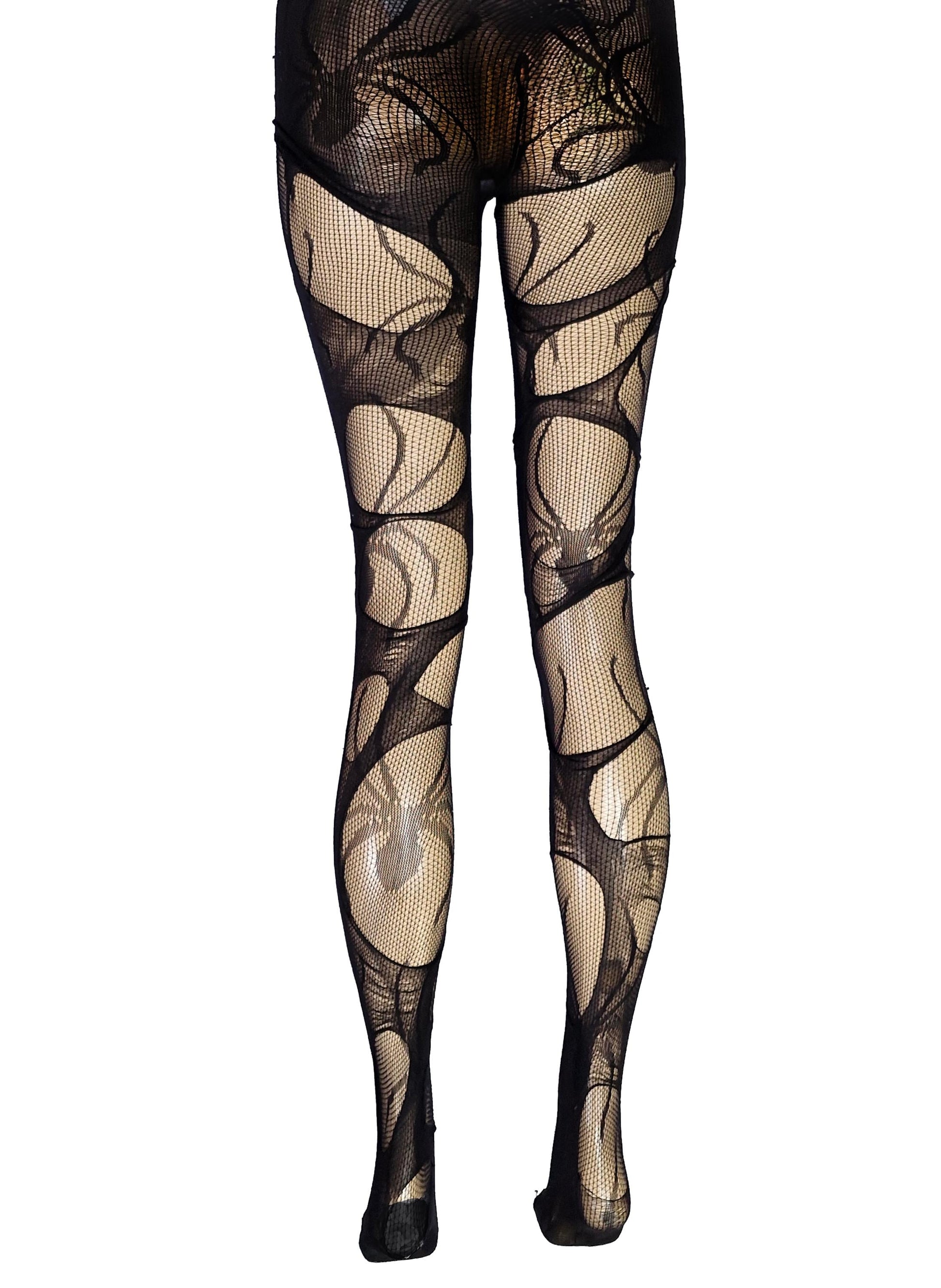 Spiderweb Tights Black Ripped Fishnet Tights Witchy Goth Leggings Gothic Rock Alternative Distressed Stockings