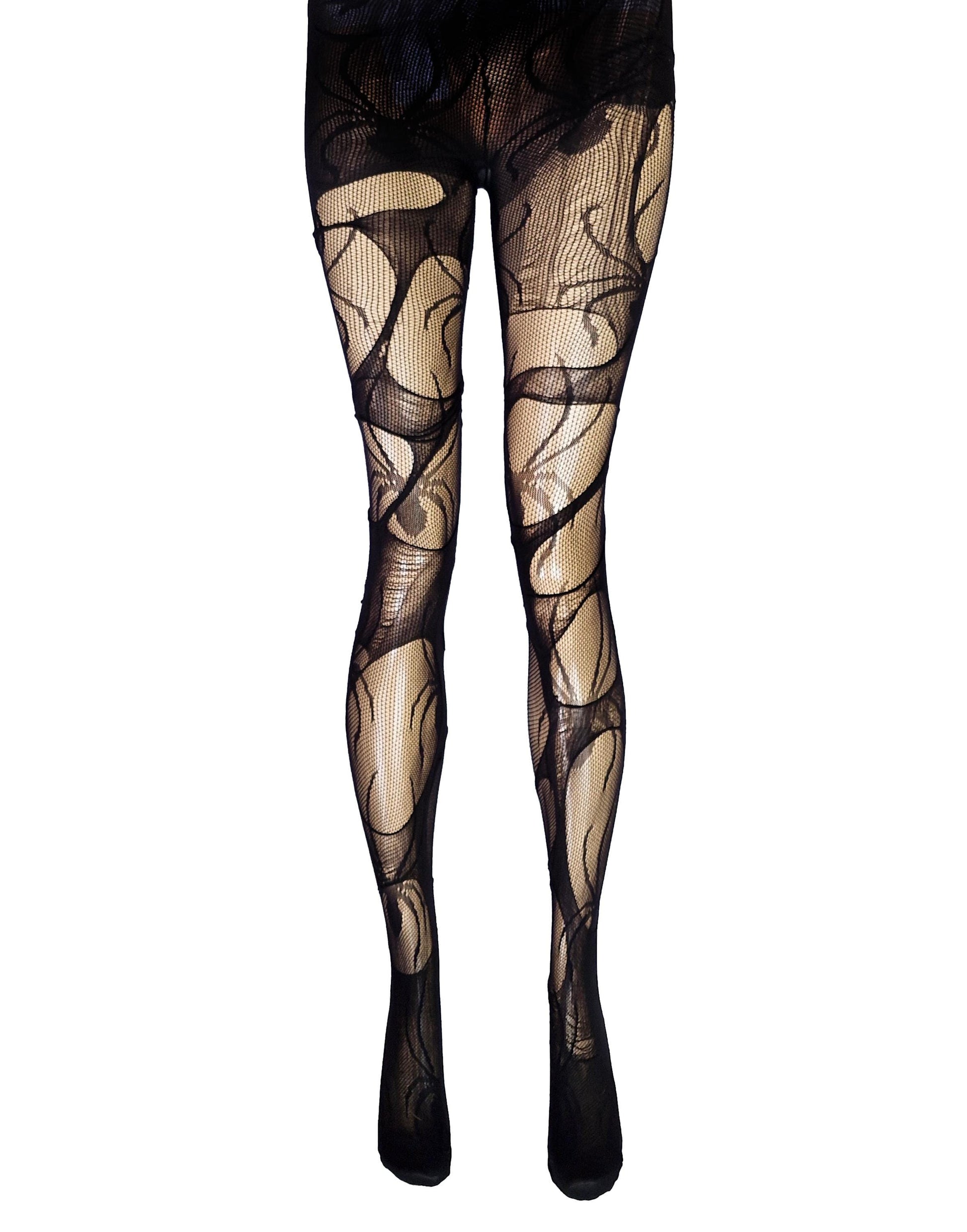 Spiderweb Tights Black Ripped Fishnet Tights Witchy Goth Leggings Gothic Rock Alternative Distressed Stockings