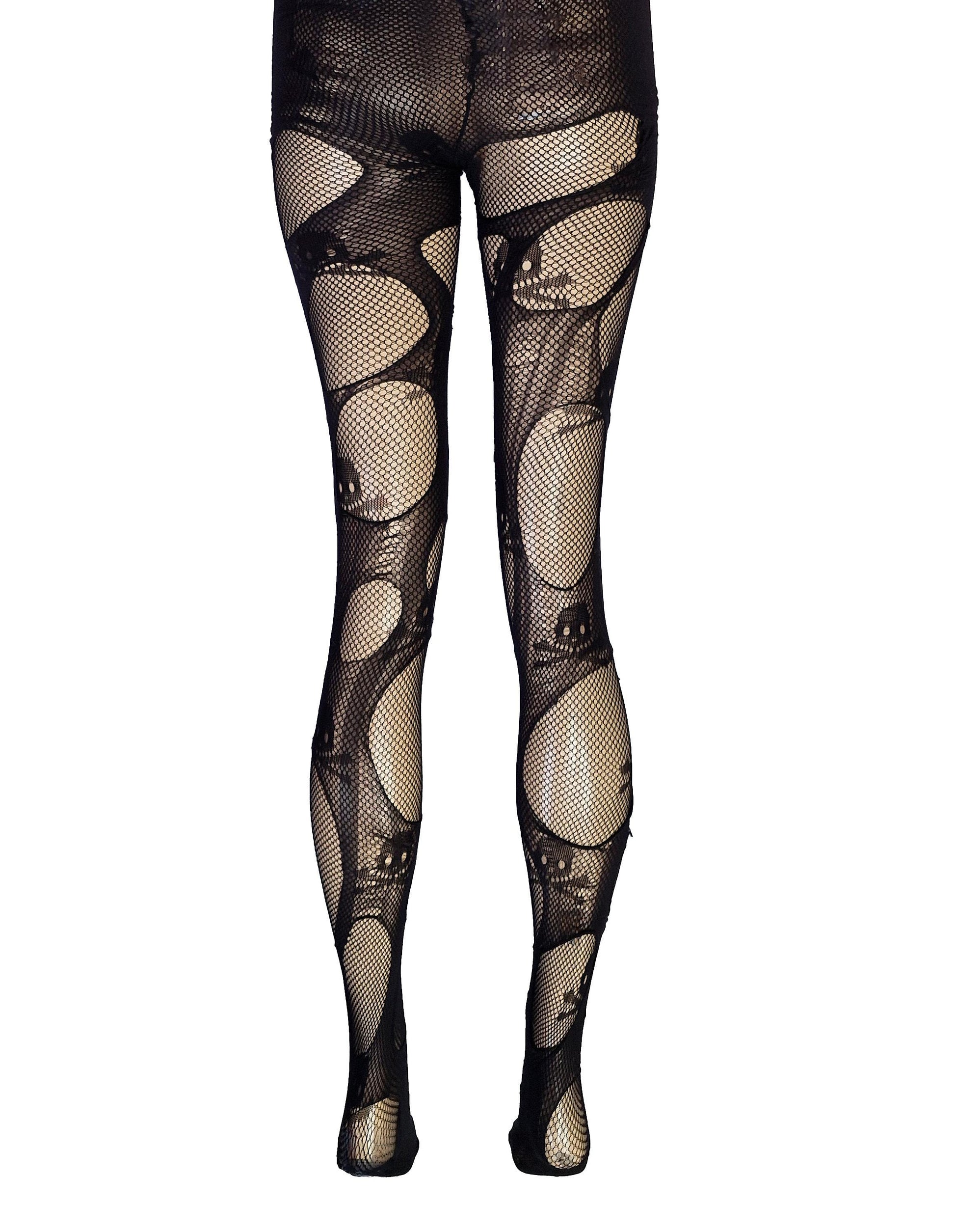 Skull Fishnet Tights Distressed Goth Tights Punk Rock Fishnets Alternative Festival Leggings Grunge Dark Fashion