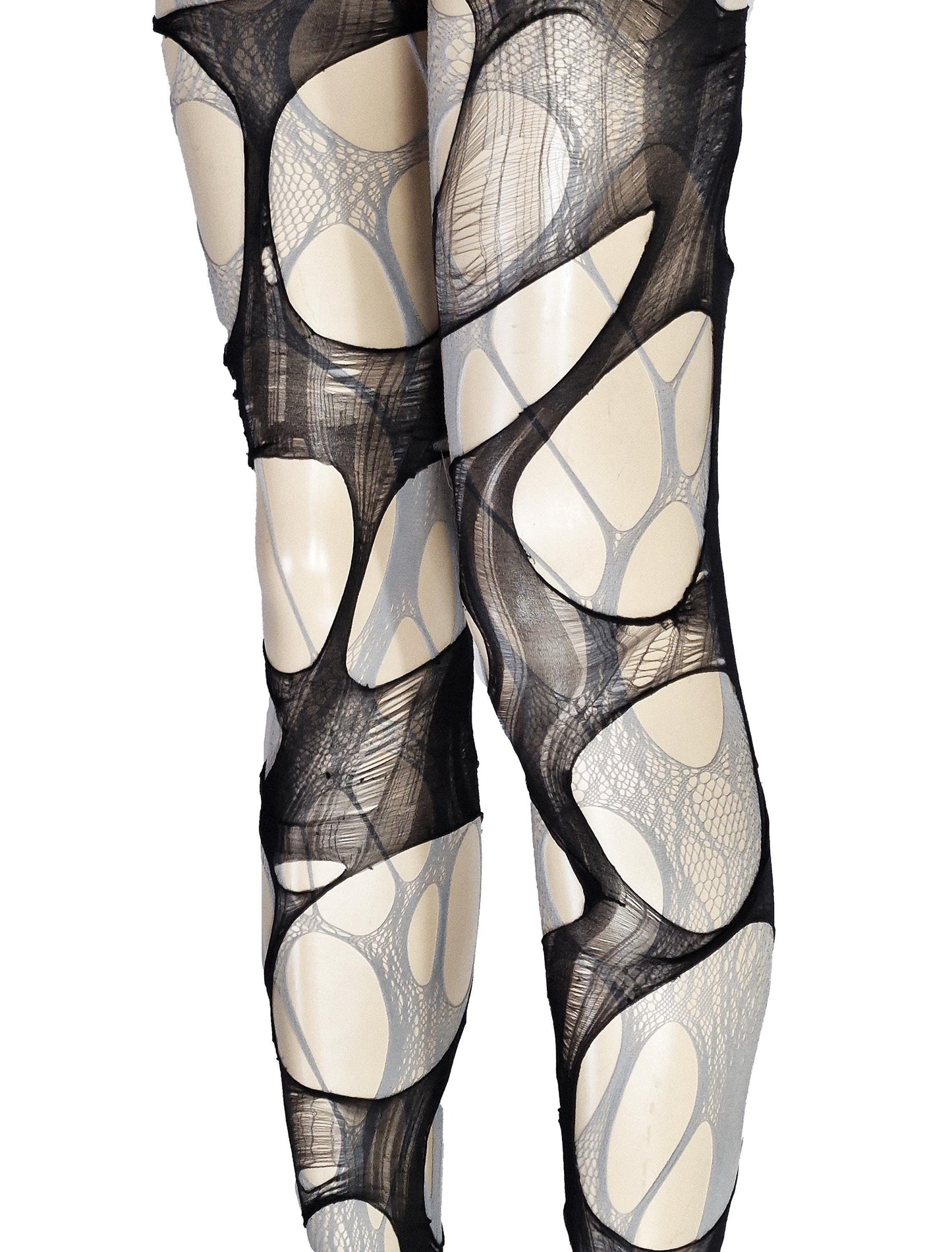 Brown black lace tights torn tights floral lace fishnet tights Halloween tights patterned tights goth tights fishnet stockings gothic tights