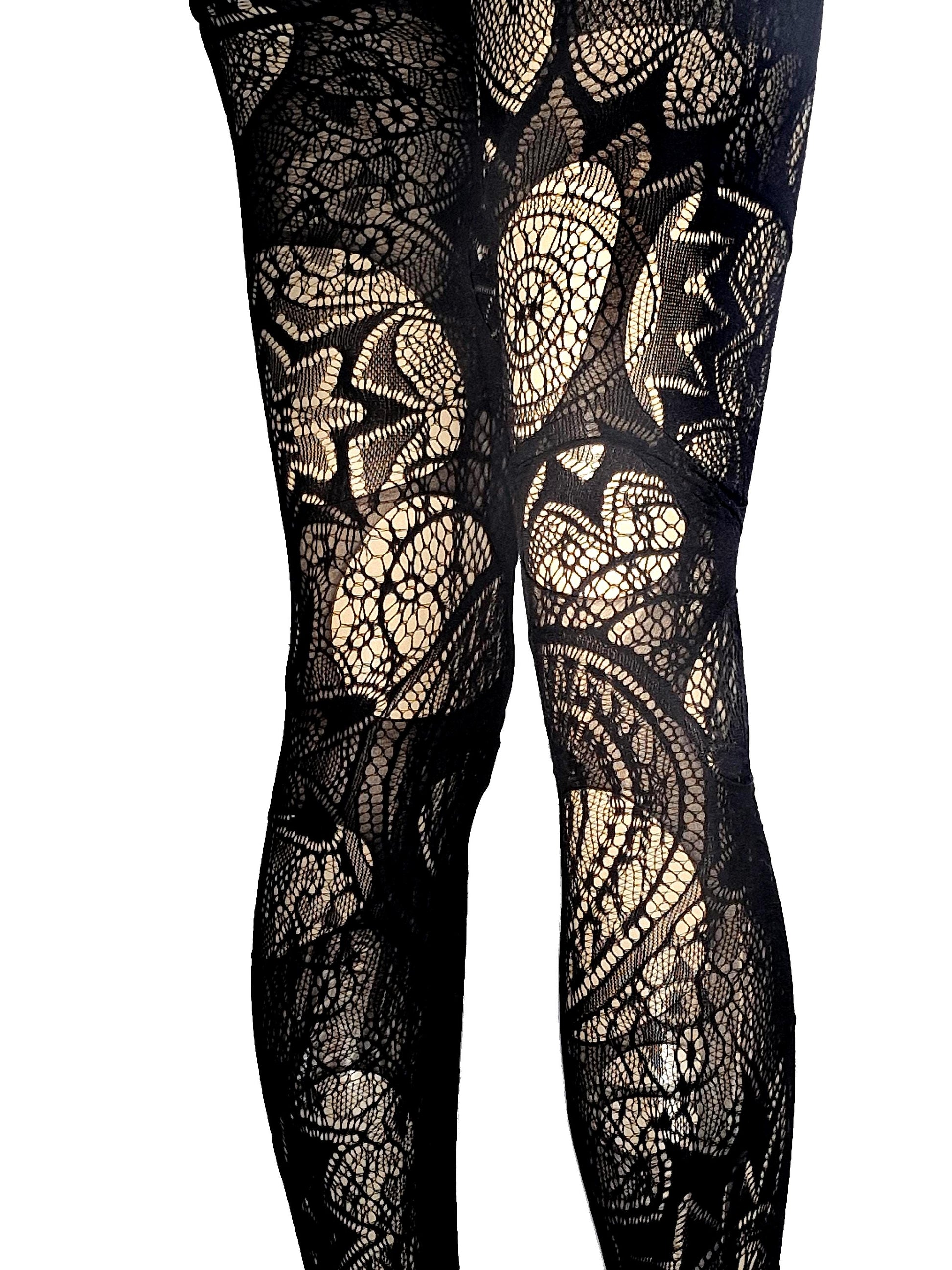 Mandala Fishnet Tights Witchy Lace Leggings Sacred Geometry Festival Tights Dark Boho Goth Alternative Clothing
