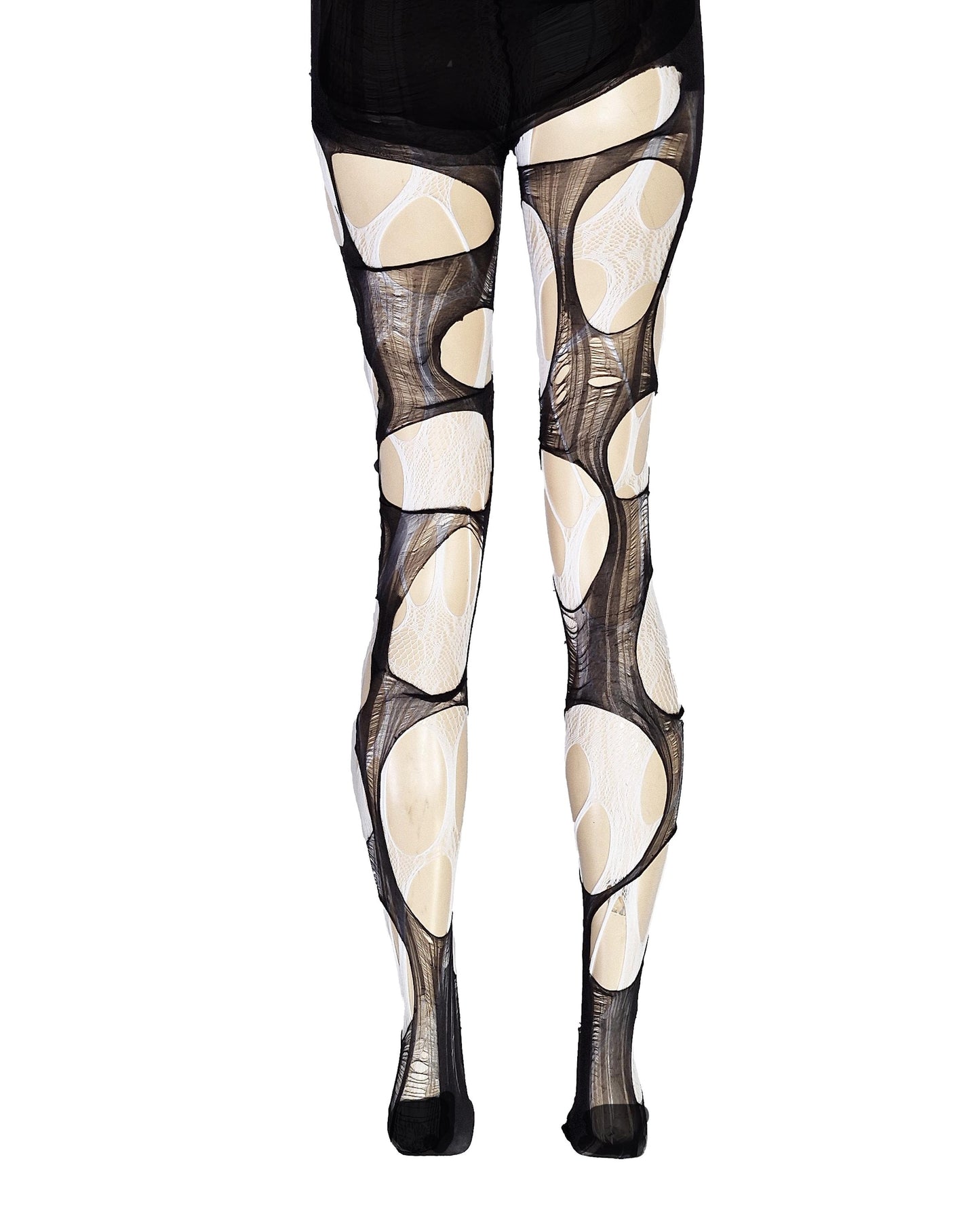 White Lace Tights Black Ripped Fishnet Tights Romantic Goth Leggings Gothic Bridal Witchy Distressed Stockings