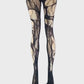 Black Lace Tights Torn Fishnet Tights Floral tights Romantic Goth Leggings Witchy Alternative Distressed Dark Feminine Stockings