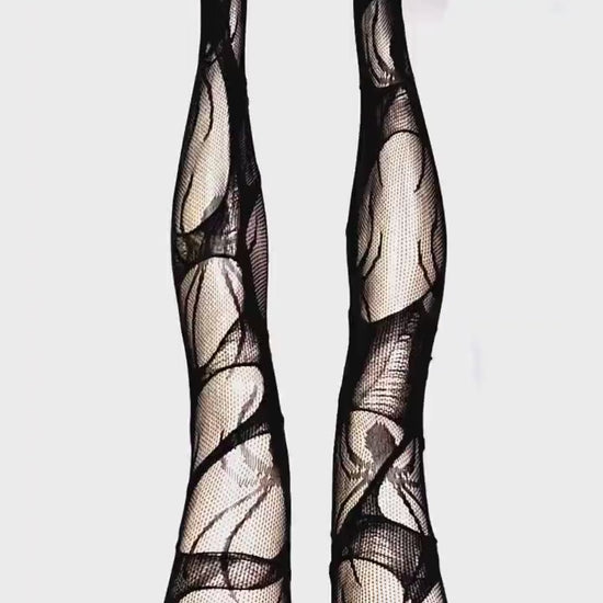 Spiderweb Tights Black Ripped Fishnet Tights Witchy Goth Leggings Gothic Rock Alternative Distressed Stockings
