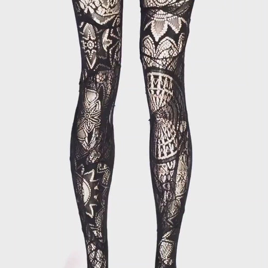 Mandala Fishnet Tights Witchy Lace Leggings Sacred Geometry Festival Tights Dark Boho Goth Alternative Clothing