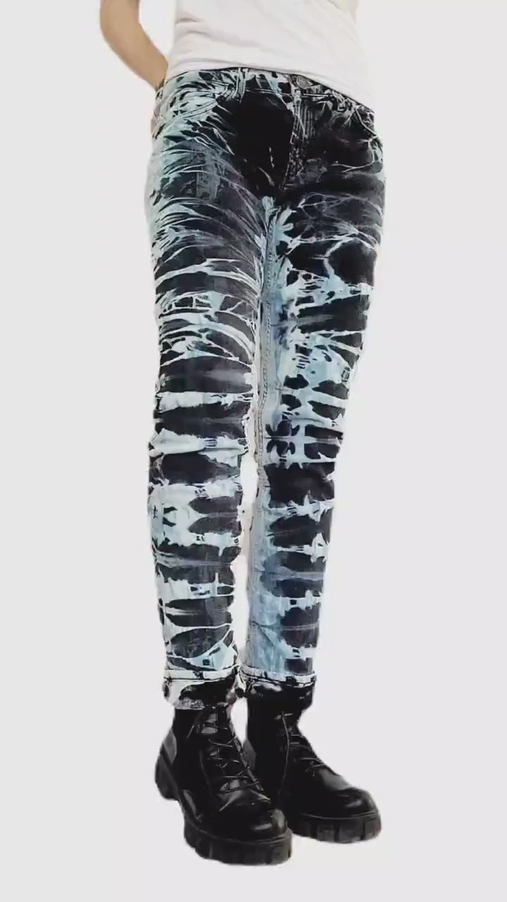 bleached jeans tie dye jeans tie dye pants y2k jeans lee jeans 2000s jeans | punk jeans skinny jeans low rise jeans | Size 28 waist