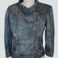 Dark space embellished denim jacket studded denim jacket | denim motorcycle jacket custom jean jacket | custom denim jacket size M