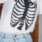 Handmade Glitter anatomy skeleton ribcage print T shirt | Unisex Halloween cyberpunk clothing aesthetic clothing
