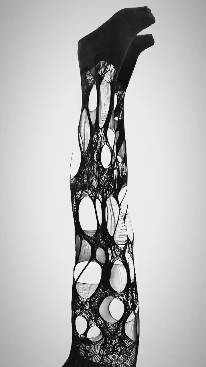 black lace tights floral lace torn tights fishnet tights Halloween tights patterned tights fishnet stockings gothic tights goth tights