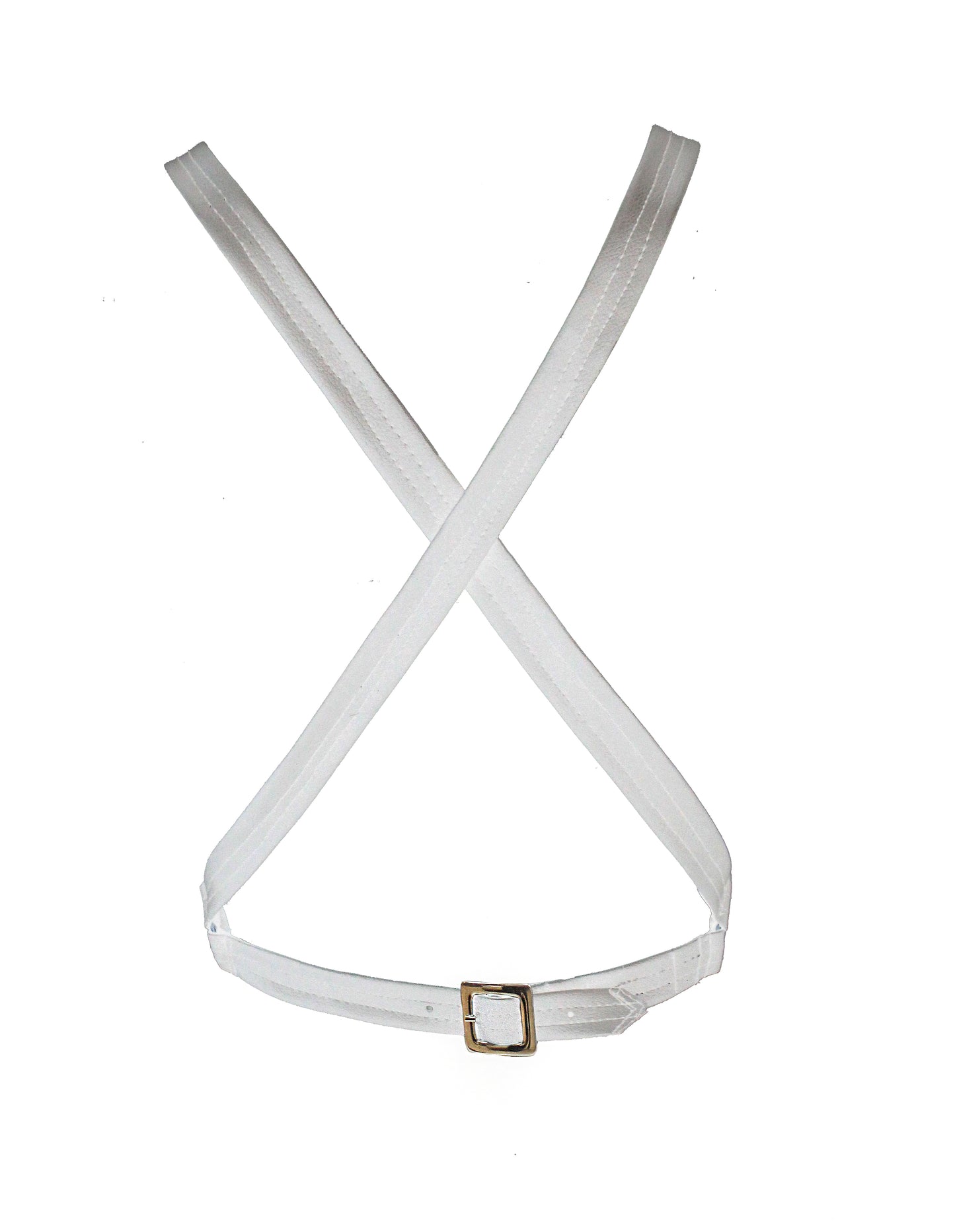 white 4 O ring vegan leatherette chest harness cage bra