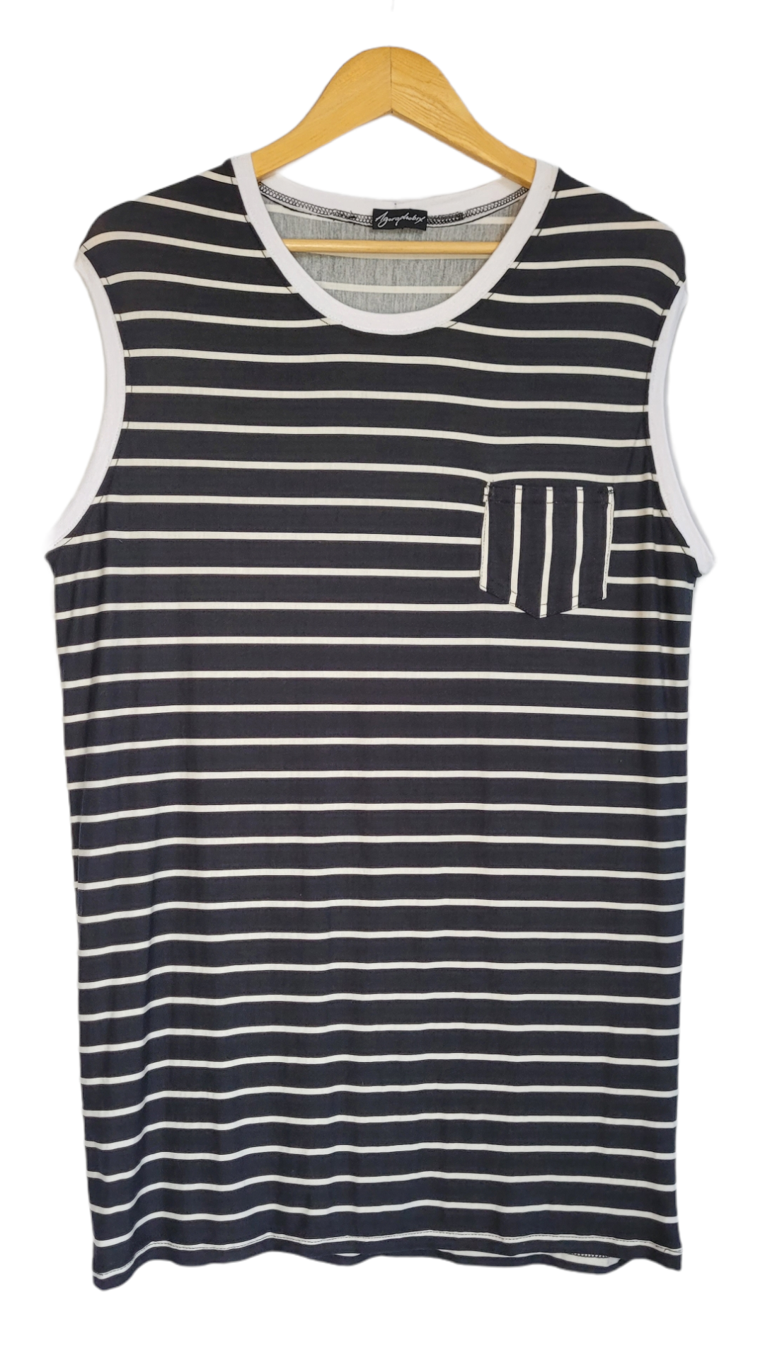 Black and white stripe muscle tank top | Relaxed fit Unisex