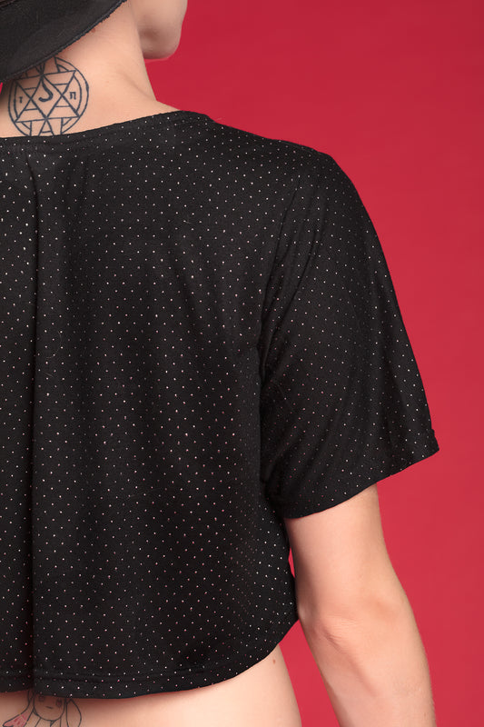 Rockstar studded black slouchy crop top shirt