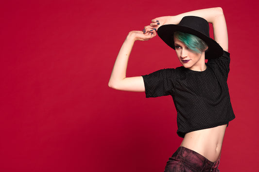 Rockstar studded black slouchy crop top shirt