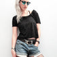 Rockstar studded black slouchy crop top shirt