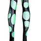 Double layered torn emerald green | Black fishnet tights