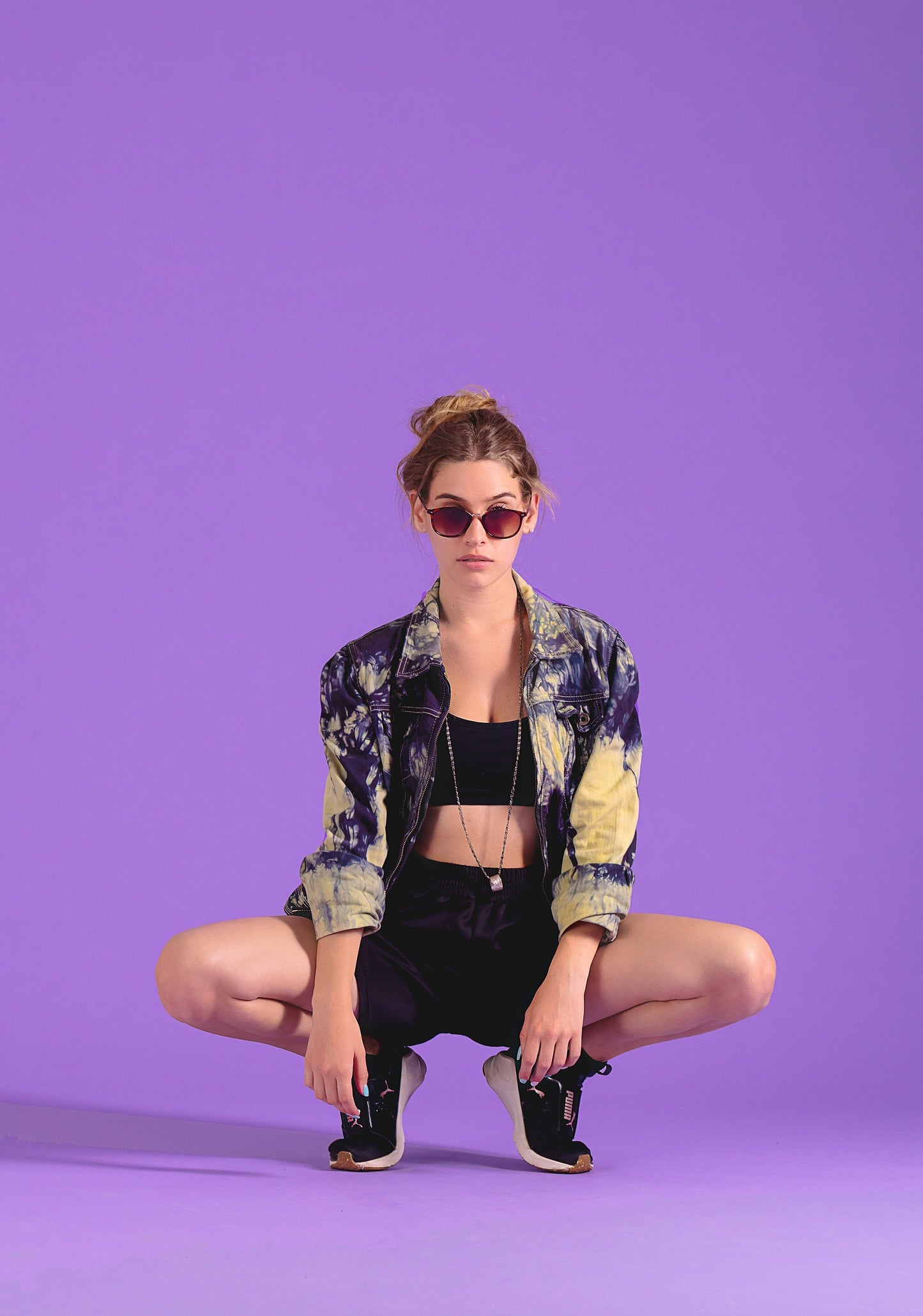 Yellow and black tie dye  jeans jacket |  Size S