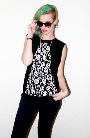 Skellington relaxed fit muscle tank top  | Unisex white