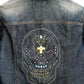 Sugar skull embroidered studded denim jacket |  Size S
