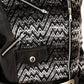 Monochrome gradient wool & vegan leather motorcycle jacket