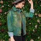 green nebula studded hand painted galaxy denim jacket |  Size S