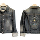 Sugar skull embroidered studded denim jacket |  Size S