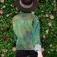 green nebula studded hand painted galaxy denim jacket |  Size S