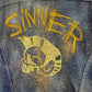 Glitter N Gold Sinner Skull hand painted denim biker vest