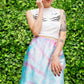 Unicorn swirl tie dye satin slip skirt | In baby blue & pink
